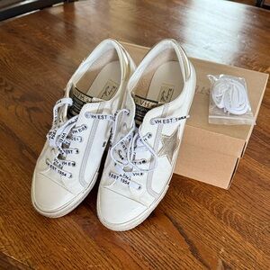 Vintage Havana White and Gold Sneakers with Branded Laces
